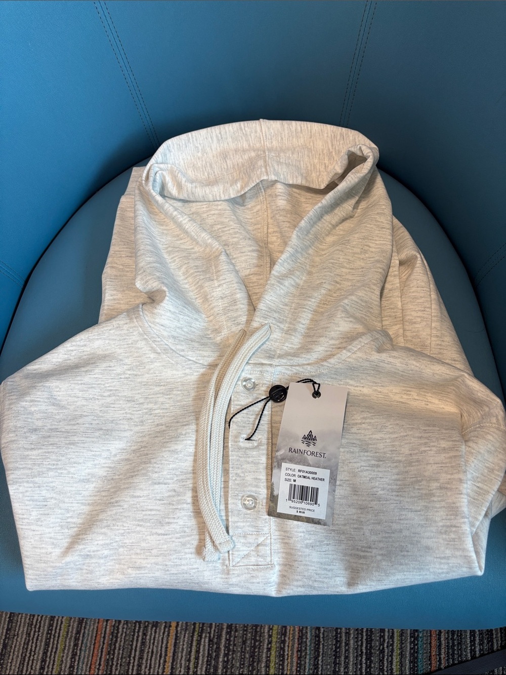RAINFOREST Men’s Light Heather Gray Zip-Up Hoodie Sweater